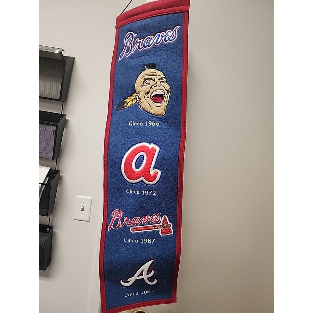 Atlanta Braves MLB Heritage Banner Embroidered Wool 8" X 32" Logo History